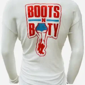 WHITE LONG SLEEVE RED/BLUE  100% COTTON
