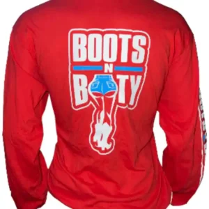RED LONG SLEEVE WHITE/BLUE  100% COTTON